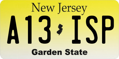 NJ license plate A13ISP