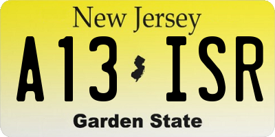 NJ license plate A13ISR
