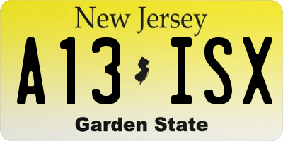 NJ license plate A13ISX