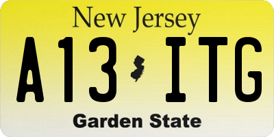 NJ license plate A13ITG