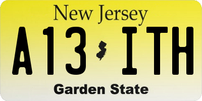 NJ license plate A13ITH