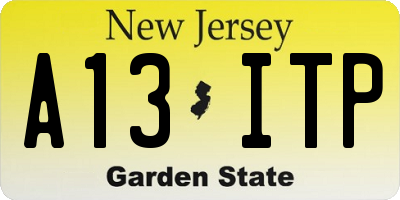 NJ license plate A13ITP
