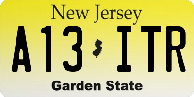 NJ license plate A13ITR