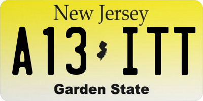 NJ license plate A13ITT