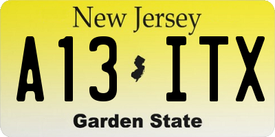NJ license plate A13ITX