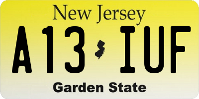 NJ license plate A13IUF