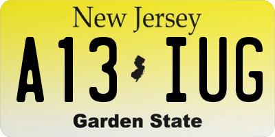 NJ license plate A13IUG