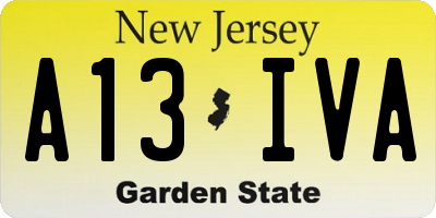 NJ license plate A13IVA