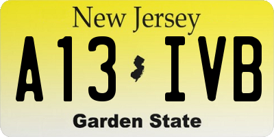 NJ license plate A13IVB