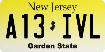 NJ license plate A13IVL