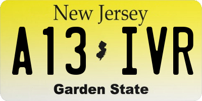 NJ license plate A13IVR