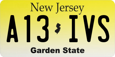 NJ license plate A13IVS