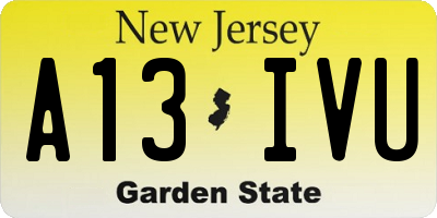 NJ license plate A13IVU