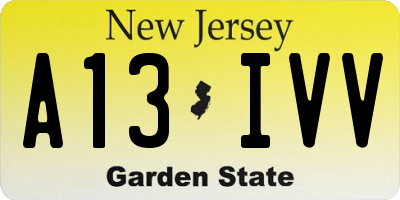 NJ license plate A13IVV