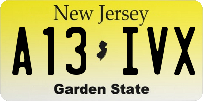 NJ license plate A13IVX