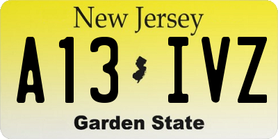 NJ license plate A13IVZ
