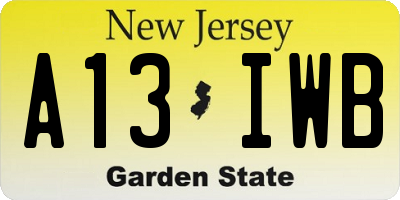 NJ license plate A13IWB
