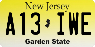 NJ license plate A13IWE