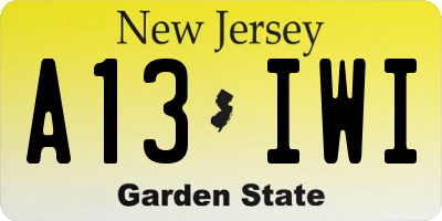 NJ license plate A13IWI