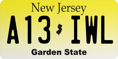 NJ license plate A13IWL
