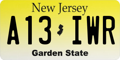 NJ license plate A13IWR