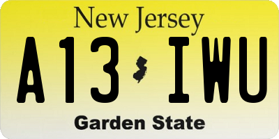 NJ license plate A13IWU