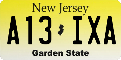 NJ license plate A13IXA