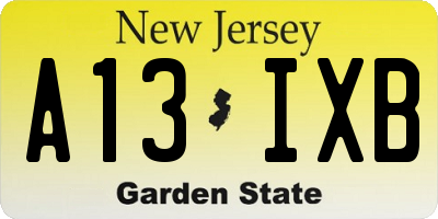 NJ license plate A13IXB