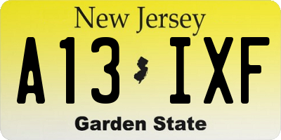 NJ license plate A13IXF