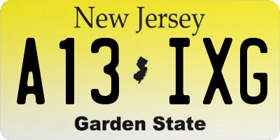 NJ license plate A13IXG
