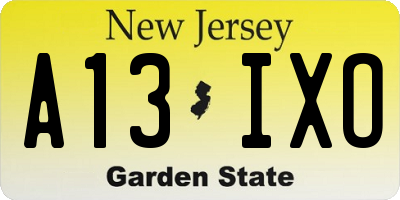 NJ license plate A13IXO