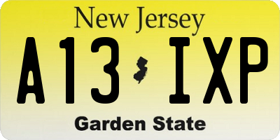 NJ license plate A13IXP