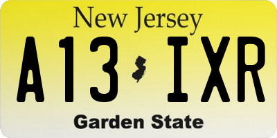NJ license plate A13IXR