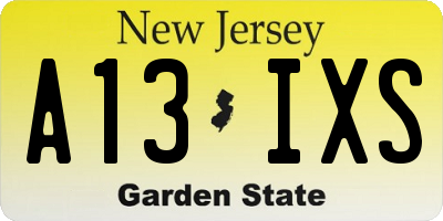 NJ license plate A13IXS