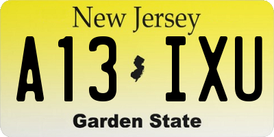 NJ license plate A13IXU