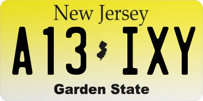 NJ license plate A13IXY