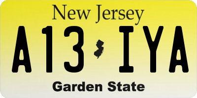 NJ license plate A13IYA