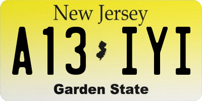 NJ license plate A13IYI