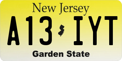 NJ license plate A13IYT