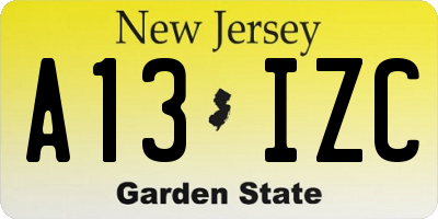 NJ license plate A13IZC