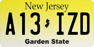 NJ license plate A13IZD