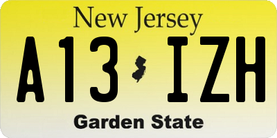 NJ license plate A13IZH