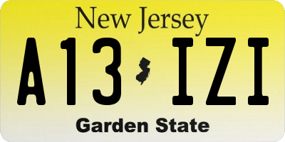 NJ license plate A13IZI