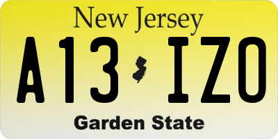 NJ license plate A13IZO