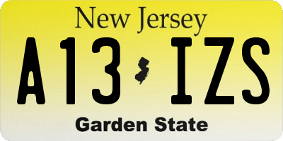 NJ license plate A13IZS