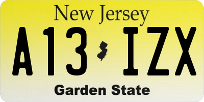 NJ license plate A13IZX