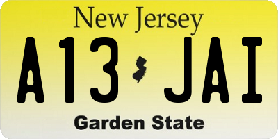 NJ license plate A13JAI