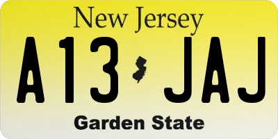 NJ license plate A13JAJ