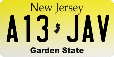 NJ license plate A13JAV