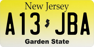 NJ license plate A13JBA